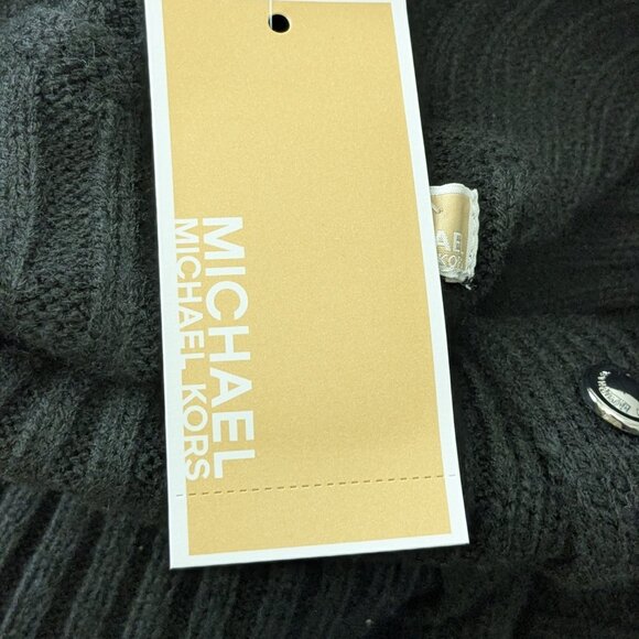 MICHAEL Michael Kors Women's Wide-Rib Button Turtleneck Poncho Black NWT - Picture 11 of 13